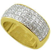 18K Yellow Gold Band : 2.50 cttw Diamonds, Invisible Setting