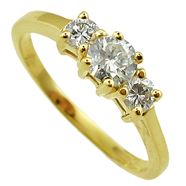 18K Yellow Gold Three Stone Ring : 0.60 cttw Diamonds