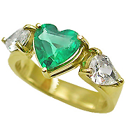 18K Yellow Gold 1.50cttw Emerald & Diamond Ring