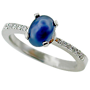 14K White Gold 1.10cttw Sapphire & Diamond Ring