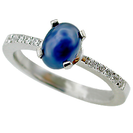 14K White Gold Multi Stone Ring : 1.10 cttw Sapphire & Diamonds