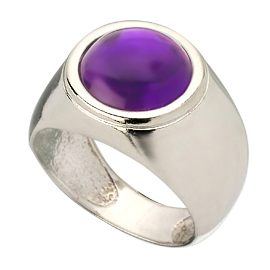 14K White Gold  Kabbalah Ring : Amethyst