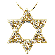 18K Yellow Gold 0.24cttw Diamond Star of David Pendant