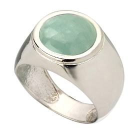 14K White Gold  Kabbalah Ring : Aquamarine