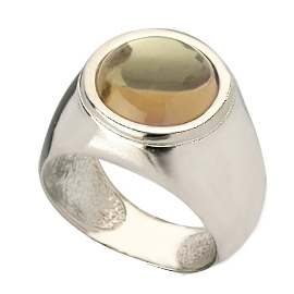 14K White Gold  Kabbalah Ring : Smoky Quartz