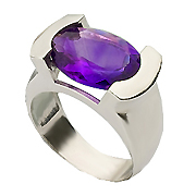 14K White Gold Amethyst Kabbalah Ring