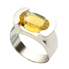 14K White Gold  Kabbalah Ring : Citrine