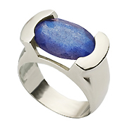 14K White Gold Labradorite Kabbalah Ring