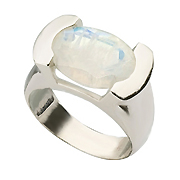 14K White Gold Moonstone Kabbalah Ring