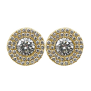 18K Yellow Gold Designer 1.22cttw Diamond Earrings