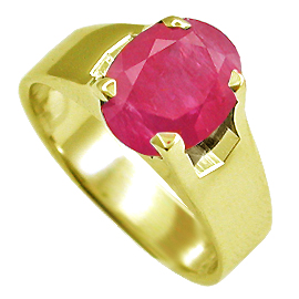 18K Yellow Gold Solitaire Ring : 2.00 ct Ruby