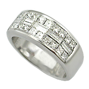 18K White Gold Band : 2.00 cttw Diamonds, Invisible Setting