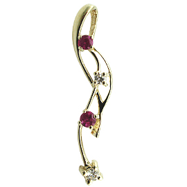 14K Yellow Gold Drop Pendant : 0.28 cttw Diamonds & Rubies