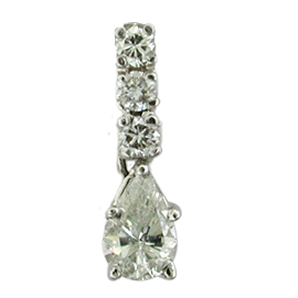 14K White Gold Drop Pendant : 0.50 cttw Diamonds