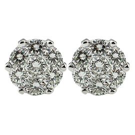 18K White Gold Anniversary Stud Earrings : 1.60 cttw Diamonds