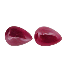 2.00 cttw Pair of Cabochon Rubies : Rich Darkish Red