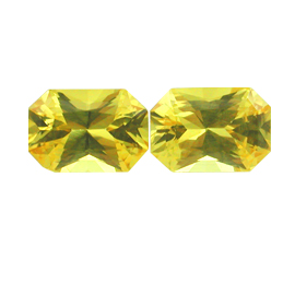 2.07 cttw Pair of Radiant Yellow Sapphires : Lemon Yellow