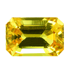 2.18 ct Emerald Cut Yellow Sapphire : Golden Yellow