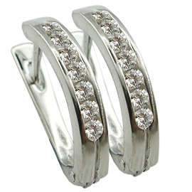 14K White Gold Hoop Earrings : 0.28 cttw Diamonds
