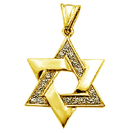 14K Yellow Gold Star of David Pendant : 0.23 cttw Diamonds