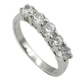 14K White Gold Multi Stone Ring : 0.75 cttw Diamonds