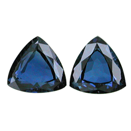 0.95 cttw Pair of Trillion Blue Sapphires : Deep Blue