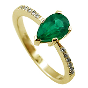 18K Yellow Gold 1.10cttw Emerald & Diamond Ring
