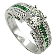 18K White Gold 1.85cttw Diamond & Tourmaline Ring