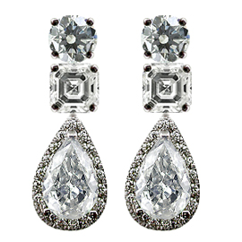 18K White Gold Drop Earrings : 2.40 cttw Diamonds