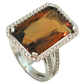 18K White Gold Multi Stone Ring : 15.70 cttw Citrine & Diamonds