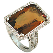 18K White Gold 15.70cttw Citrine & Diamond Ring