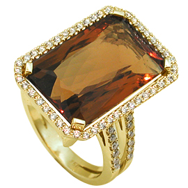 18K Yellow Gold Multi Stone Ring : 15.70 cttw Citrine & Diamonds