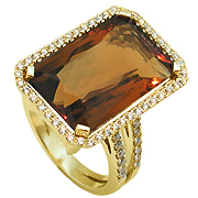 18K Yellow Gold 15.70cttw Citrine & Diamond Ring