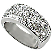 18K White Gold Band : 2.50 cttw Diamonds, Invisible Setting
