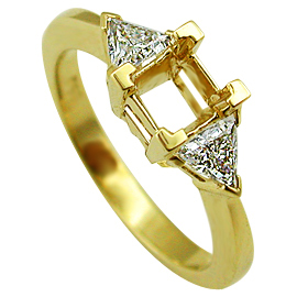 18K Yellow Gold Three Stone Setting : 0.75 cttw Diamonds