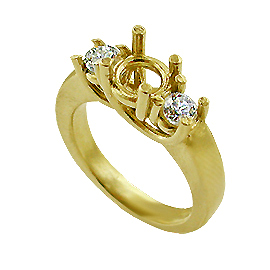 18K Yellow Gold Three Stone Setting : 0.50 cttw Diamonds