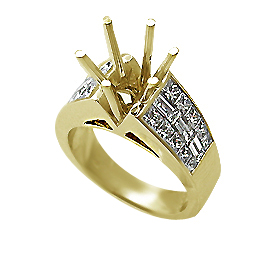 18K Yellow Gold Multi Stone Setting : 2.20 cttw Diamonds, Invisible Setting