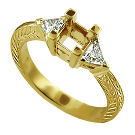 18K Yellow Gold Three Stone Setting : 0.40 cttw Diamonds