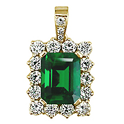 18K Yellow Gold 3.00cttw Emerald & Diamond Pendant