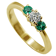 18K Yellow Gold 0.50cttw Diamond & Emerald Ring