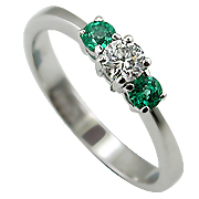 18K White Gold 0.50cttw Diamond & Emerald Ring