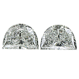 0.64 cttw Pair of Half Moon Natural Diamonds : G / SI3