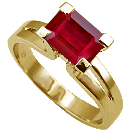 18K Yellow Gold Solitaire Ring : 1.50 ct Ruby