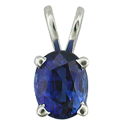 14K White Gold 1.00cttw Blue Sapphire Pendant