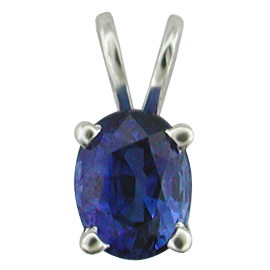 14K White Gold Solitaire Pendant : 1.00 cttw Blue Sapphire