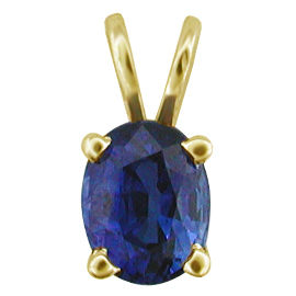 14K Yellow Gold Solitaire Pendant : 1.00 cttw Blue Sapphire