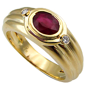 14K Yellow Gold 1.26cttw Ruby & Diamond Men's Ring