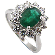 18K White Gold 1.50cttw Emerald & Diamond Ring