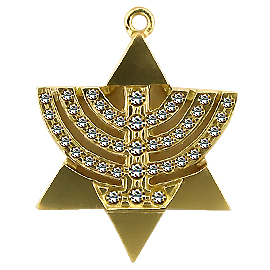 18K Yellow Gold Star of David Pendant : 0.33 cttw Diamonds