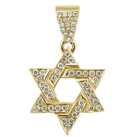 18K Yellow Gold Star of David Pendant : 0.50 cttw Diamonds